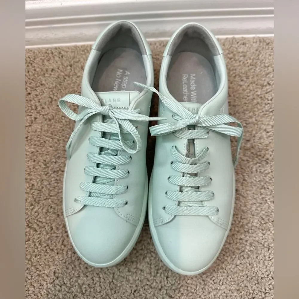 EVERLANE ReLeather Court Sneakers Mint Green Leather Unisex Mens 5 Womens 7